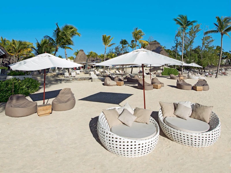 Ambre Resort & Spa - Mauritius Loungers and Umbrella on the beach