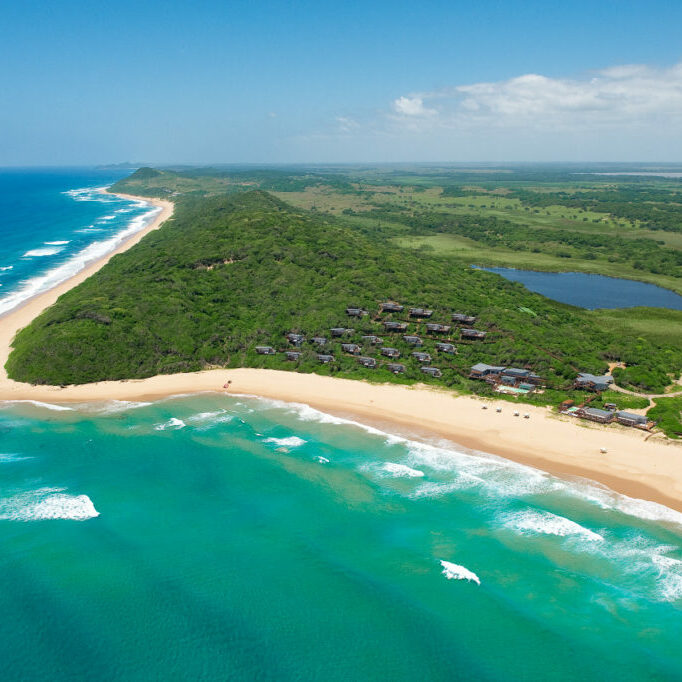 White pearl hotel Mozambique aerial view